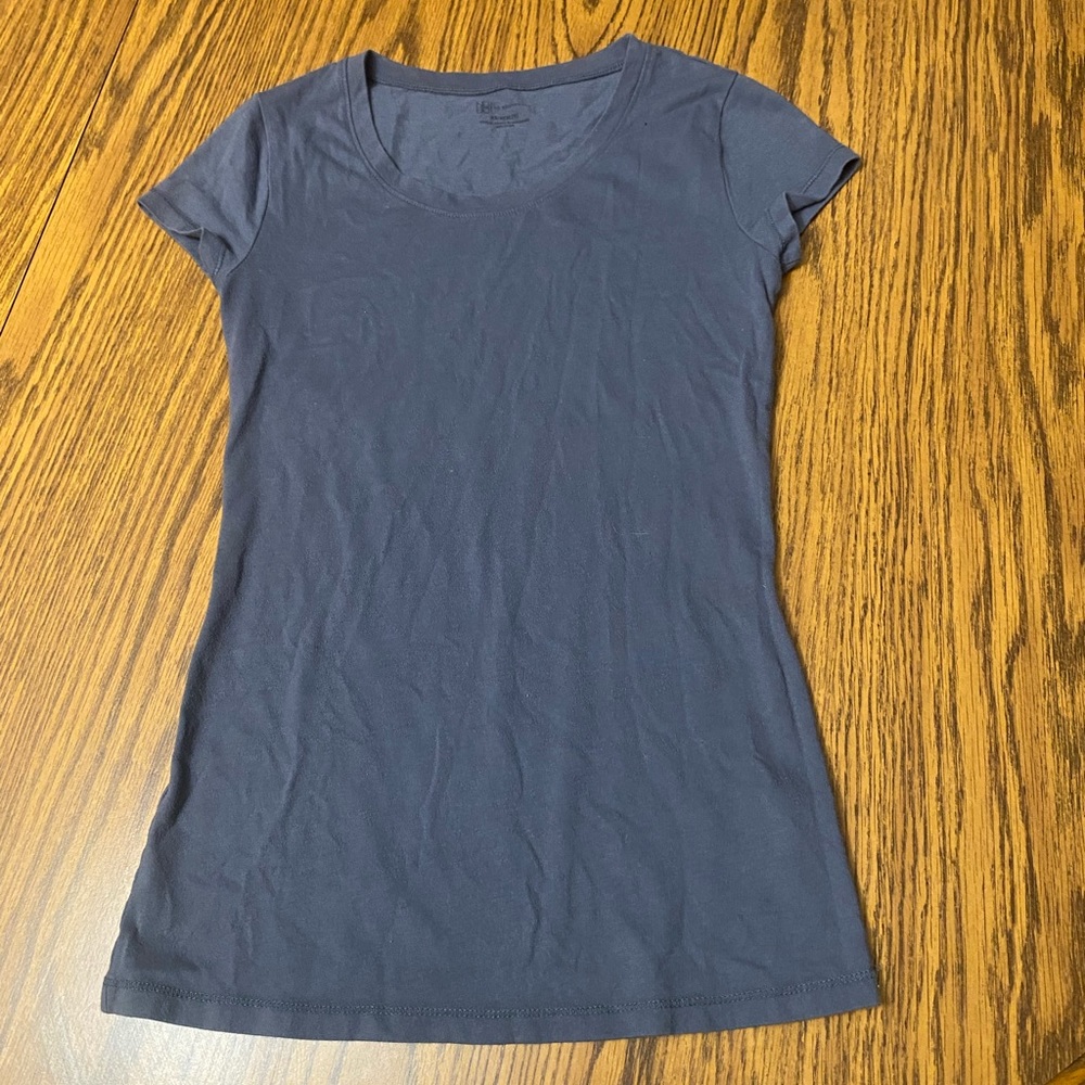 Gray and Blue Fitted Short Sleeve Tee